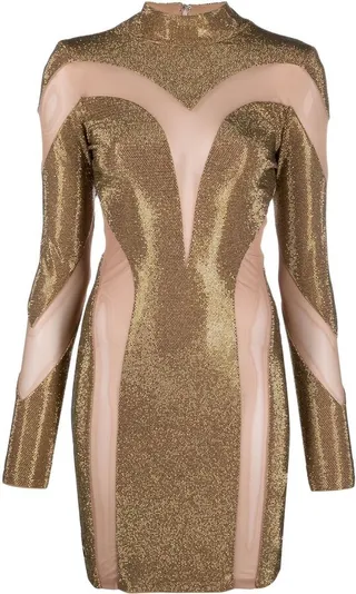 Crystal-Embellished Panelled Dress