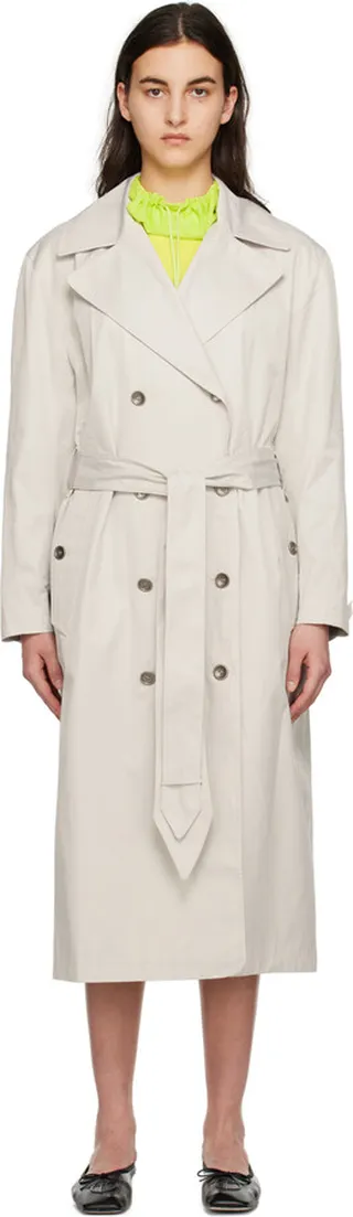 TheOpen Product Beige Stud Belt Trench Coat
