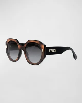 Two-Tone Round Acetate Sunglasses
