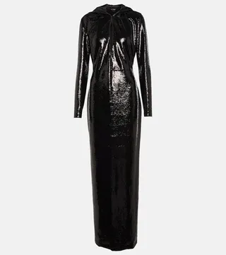 Sequin-embellished hooded gown