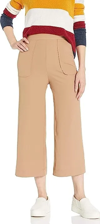 BB Dakota Women's One Stop High Waisted Stretch Crepe Crop Pant (Light Camel) Women's Jumpsuit & Rompers One Piece