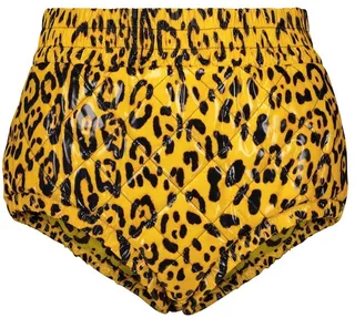 Leopard-print faux leather shorts