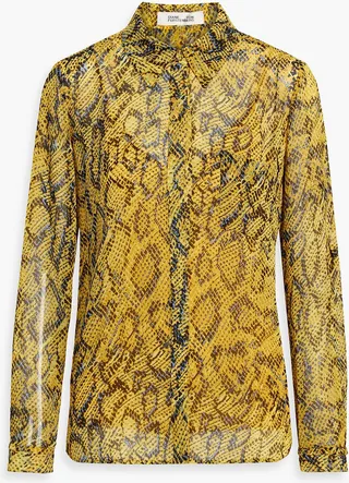 Lorelei gathered printed chiffon shirt