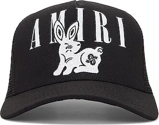 Amiri Bandana Rabbit Trucker Hat in Black