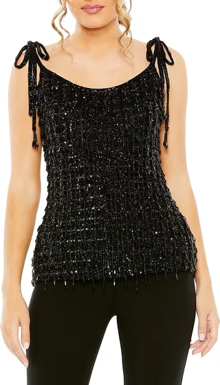 Crystal Embellished Tie Strap Camisole