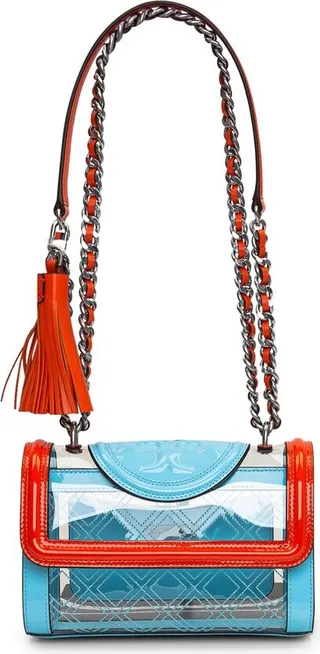 Tory Burch Fleming Logo Detailed Small Clear Shoulder Bag