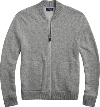 Cashmere Zip-Front Sweater