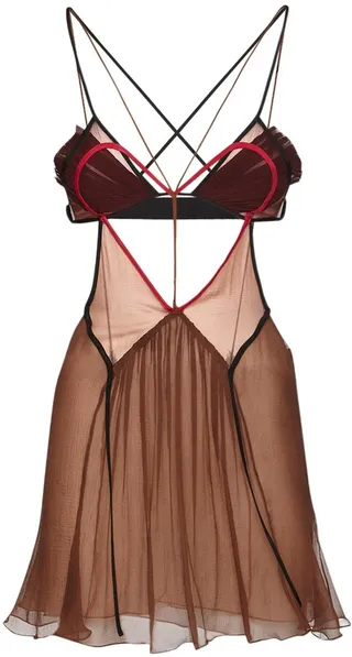 Heart flared silk georgette mini dress