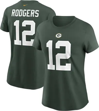 Women's Aaron Rodgers Green Green Bay Packers Name Number T-shirt