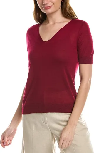 Lafayette 148 New York Finespun Cashmere V-Neck Sweater