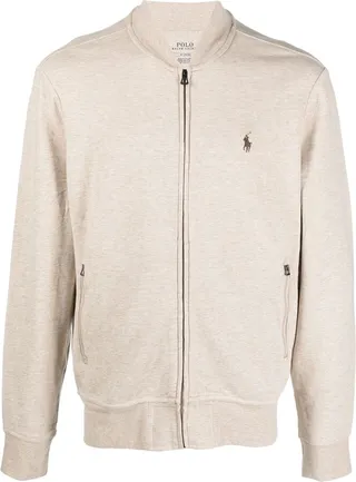 Embroidered-Logo Zip-Up Jumper