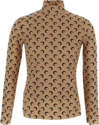Marine Serre Allover Moon Printed High-Neck T-Shirt