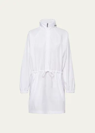 Hooded Poplin Drawstring Mini Dress