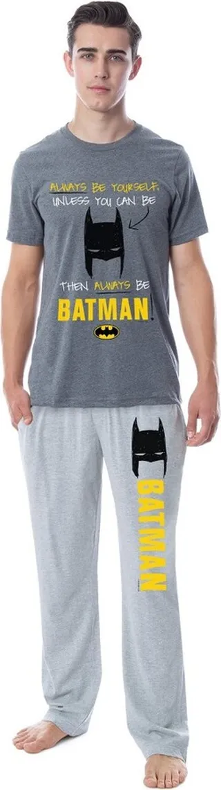 DC Comics Mens' Batman Always Be Funny Character Sleep Pajama Set (Small) Multicolored