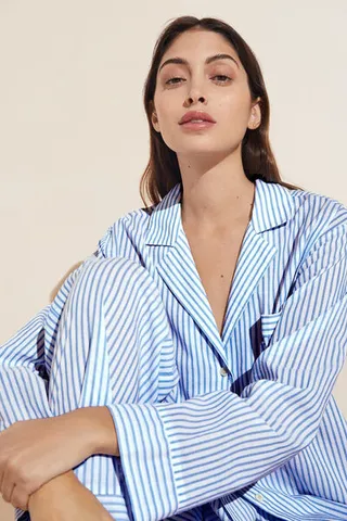 Organic Sandwashed Cotton Woven Long PJ Set