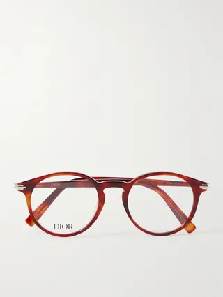 DiorBlackSuitO R6I Round-Frame Tortoiseshell Acetate Optical Glasses