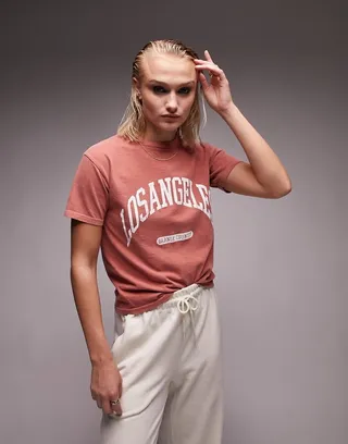 Topshop LA tee in rust