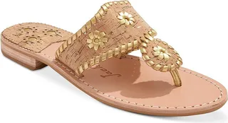 Jacks II Flat Sandal Womens Leather Embellished Thong Sandals