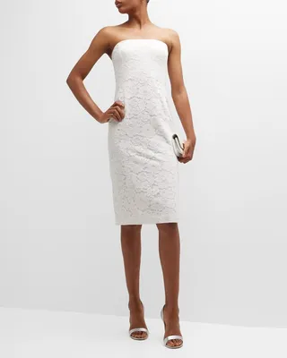 Sanaz Lace Strapless Midi Dress