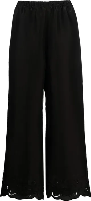 Broderie-Anglaise Straight-Leg Trousers
