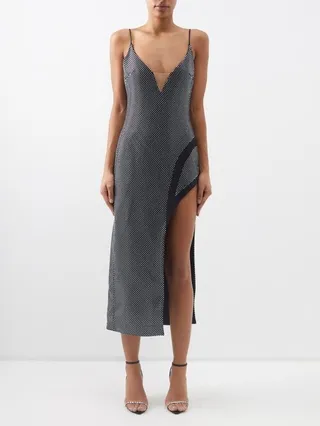 Asymmetric Crystal-embellished Crepe Gown