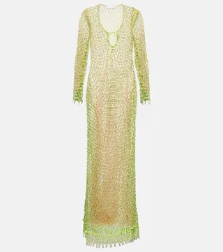 Beaded fishnet maxi dress