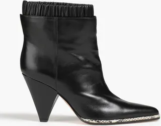 Gathered leather ankle boots