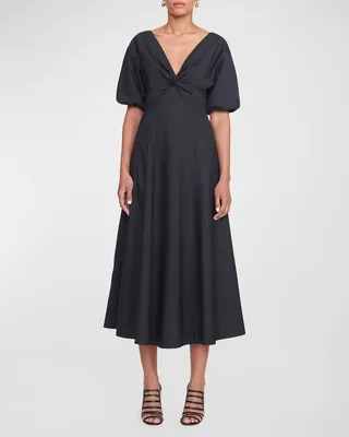 Finley Puff-Sleeve Midi Dress