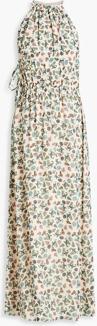 Printed georgette halterneck maxi dress