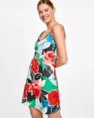 Floral Printed Chemise in Black