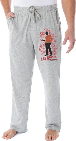 A Nightmare On Elm Street Men's Freddy Krueger Lounge Bottoms Pajama Pants (2XL) Grey