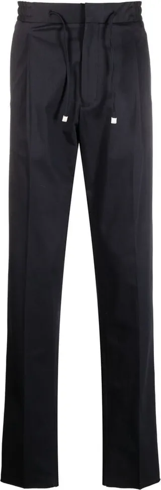 Pleat-Detail Straight-Leg Trousers