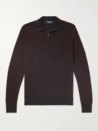 Roadster Slim-Fit Striped Cashmere Half-Zip Sweater