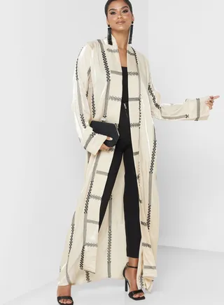 V-Neck Embellished Abaya