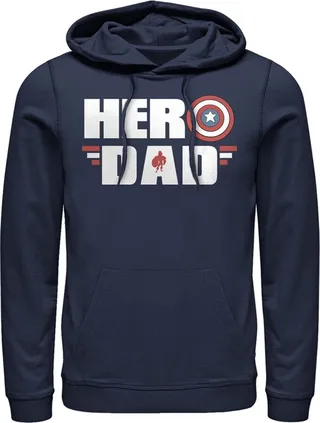 Men's Marvel Hero Dad Captain America Shield Pull Over Hoodie - Navy Blue - Medium