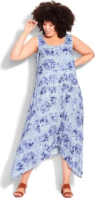 EVANS | Women's Plus Size Kaylee Crush Dress - blue tie dye - 30W