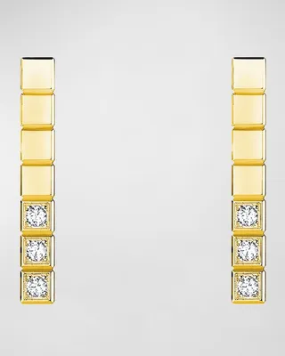 18K Yellow Gold Ice Cube Diamond Bar Earrings
