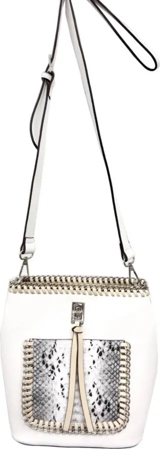 Bucket Tote With Snake Pocket in White