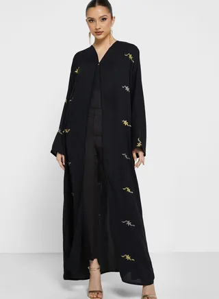 Flared Sleeve Embroidered Abaya