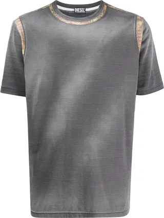 camouflage-trim stonewashed T-shirt