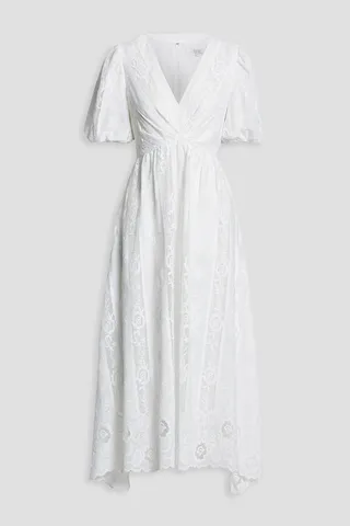 Gathered lace midi dress