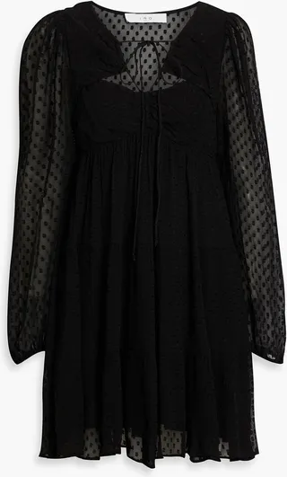 Dixon ruched flocked georgette mini dress