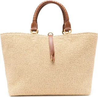 Marcie bouclé-effect linen tote bag