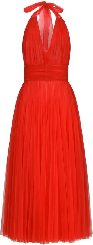 Tulle Halterneck Midi Dress