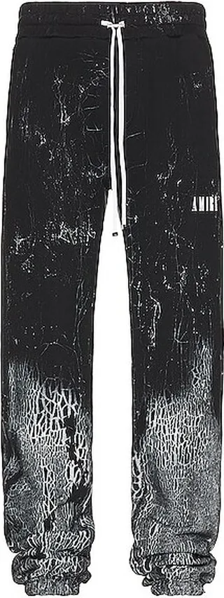 Amiri Cracked Dye Logo Sweatpants in Black