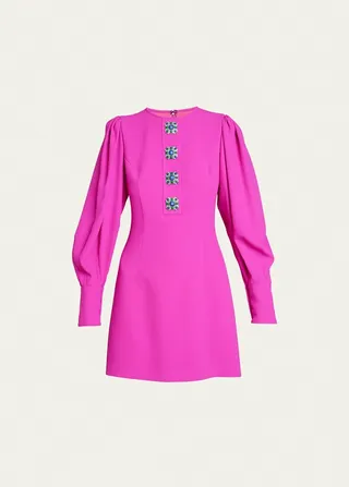 Gemstone Button Mini Dress