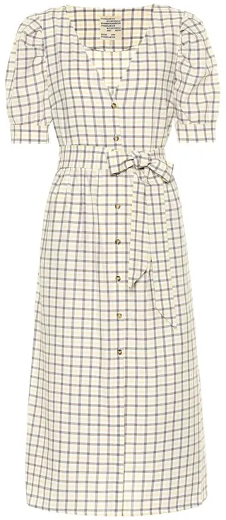 Alma checked cotton midi dress