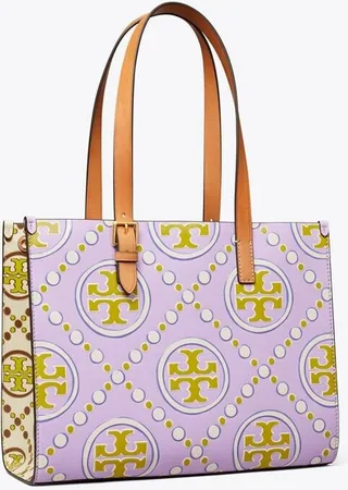 Small T Monogram Contrast Embossed Tote