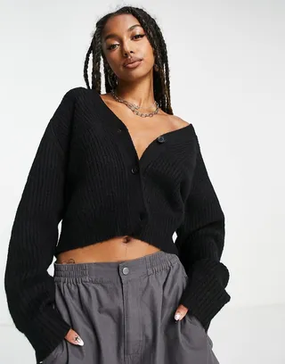 Weekday Sway cardigan in black - BLACK