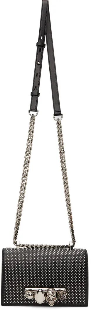 Alexander McQueen Black Studded Mini Jewelled Satchel Bag